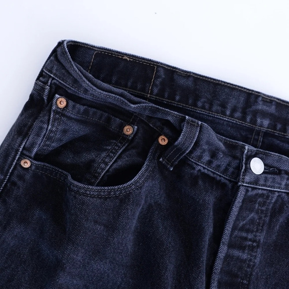 Levi's 501 Straight Fit Made in Mexico 100% Cotton Black Denim Jeans -size 38/32 - Picture 9 of 14